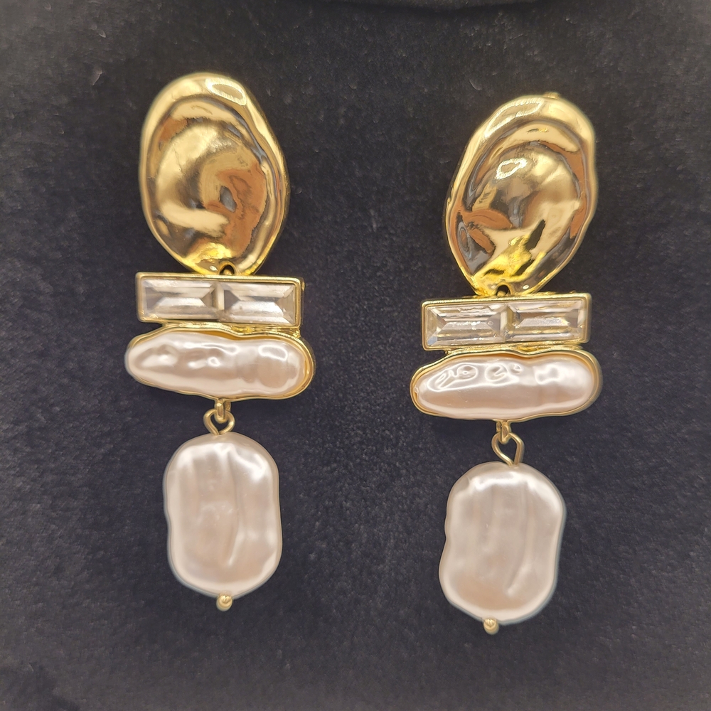Gold and Pearl Drop Earrings